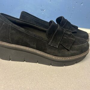 Clarks Black Suede Loafers